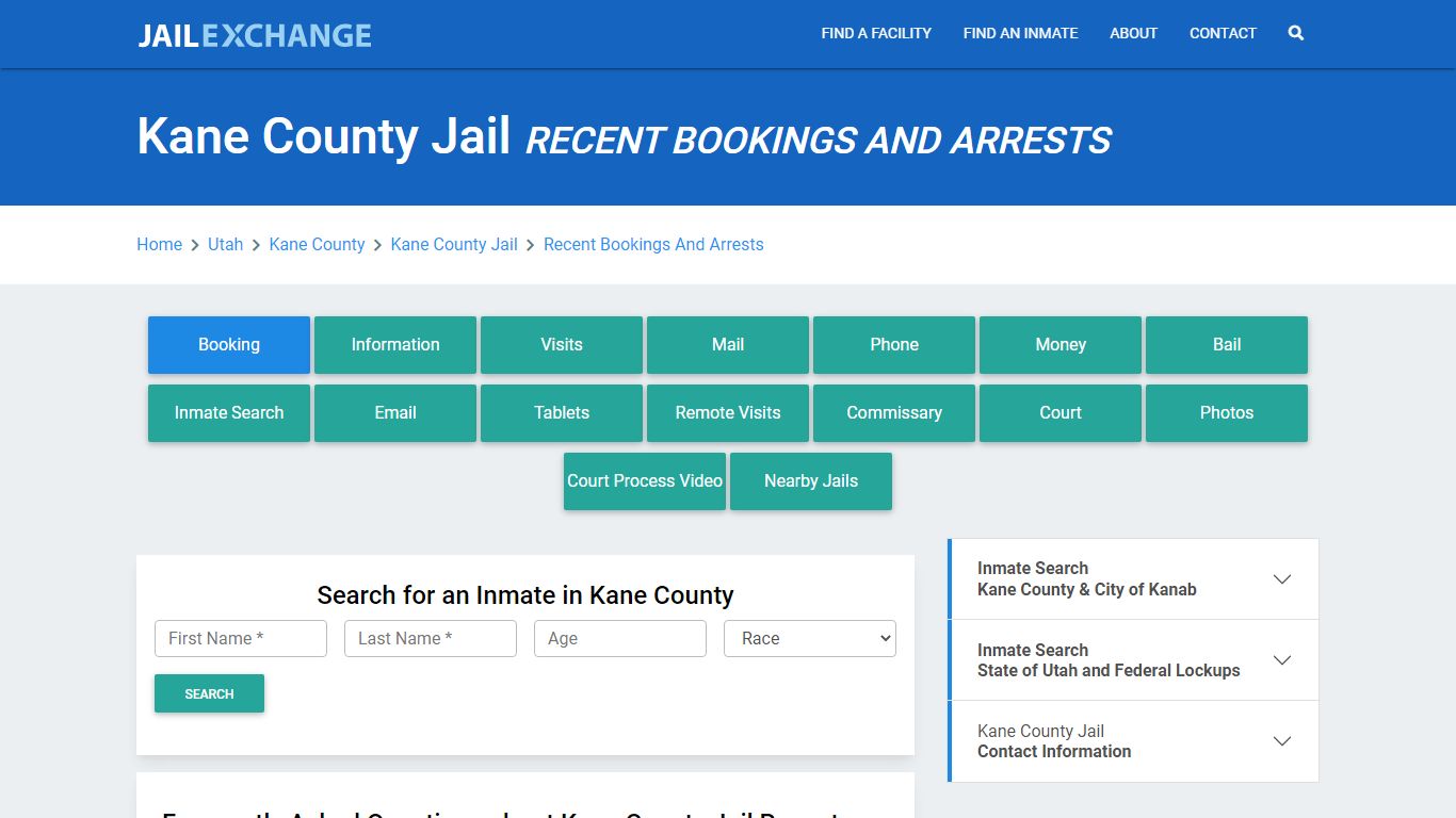 Kane County Jail UT Recent Arrests and Bookings - Jail Exchange